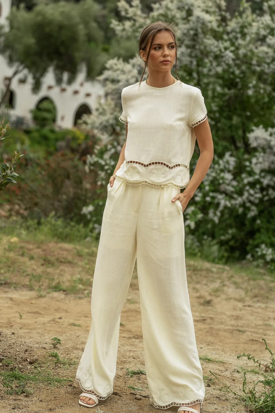 Katniss Embroidered Pants in Cream - FINAL SALE sold by bohme product image thumbnail 5