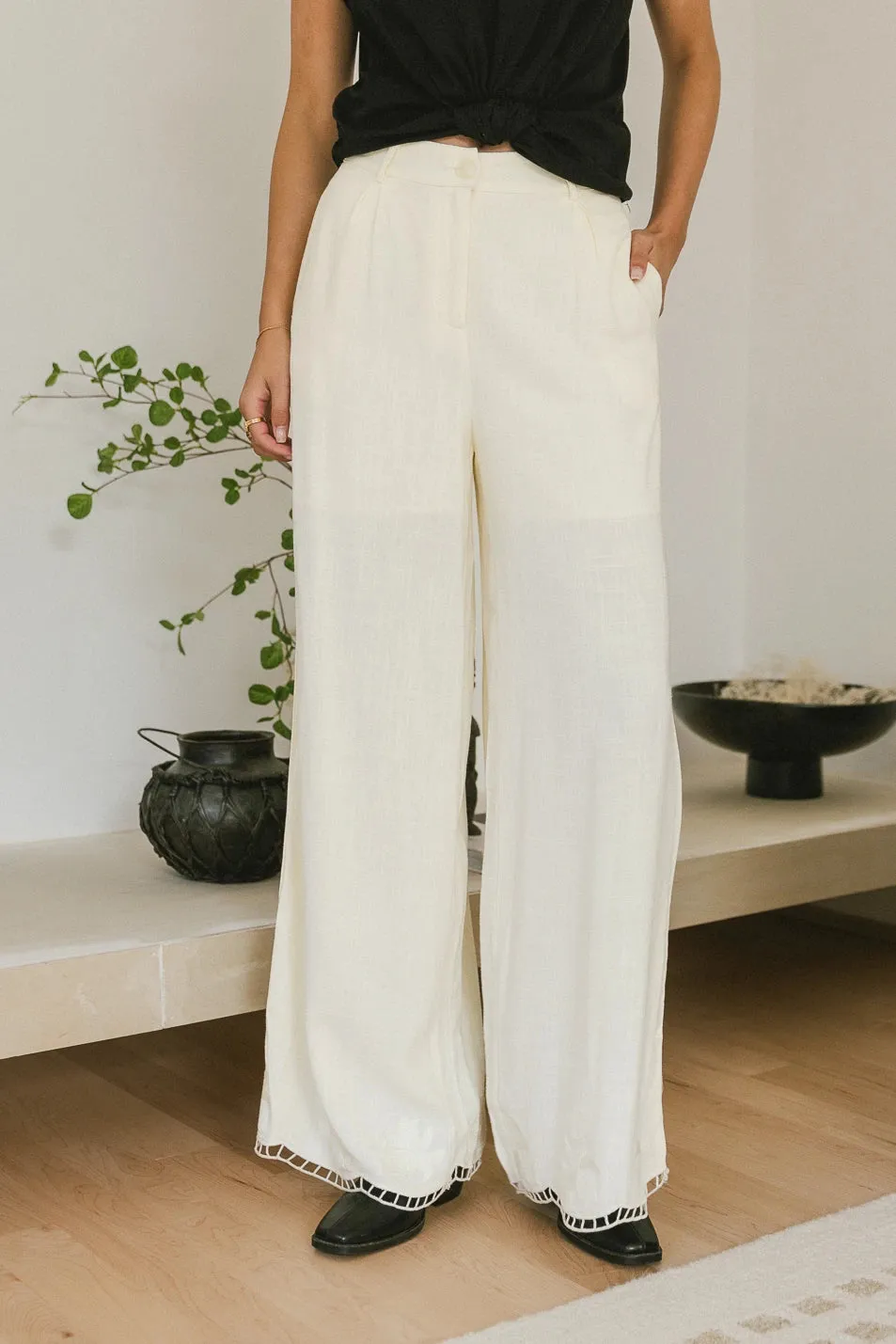 Katniss Embroidered Pants in Cream - FINAL SALE sold by bohme product image thumbnail 4