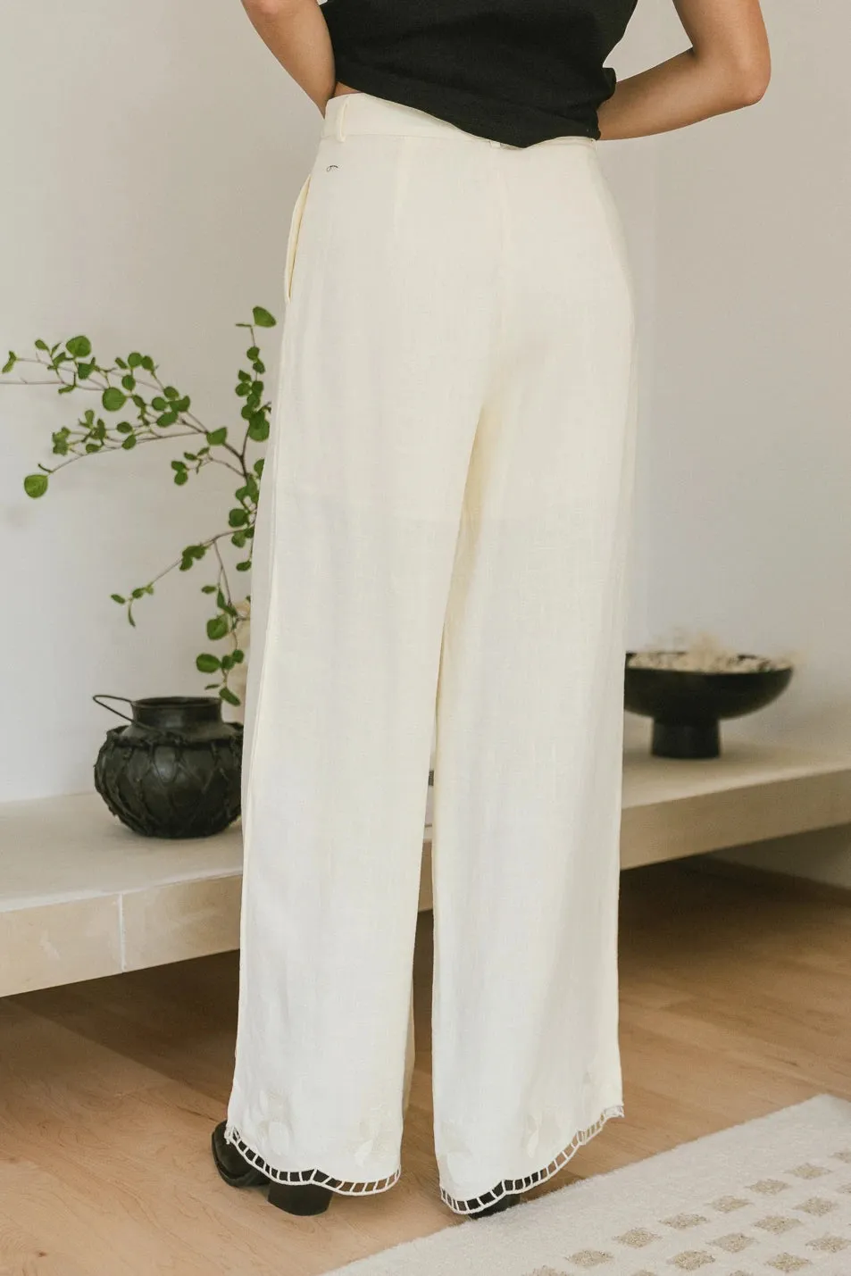 Katniss Embroidered Pants in Cream - FINAL SALE sold by bohme product image thumbnail 3