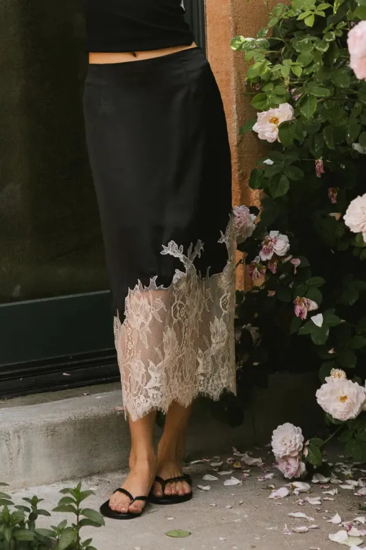 Frankie Asymmetrical Skirt in Black sold by bohme