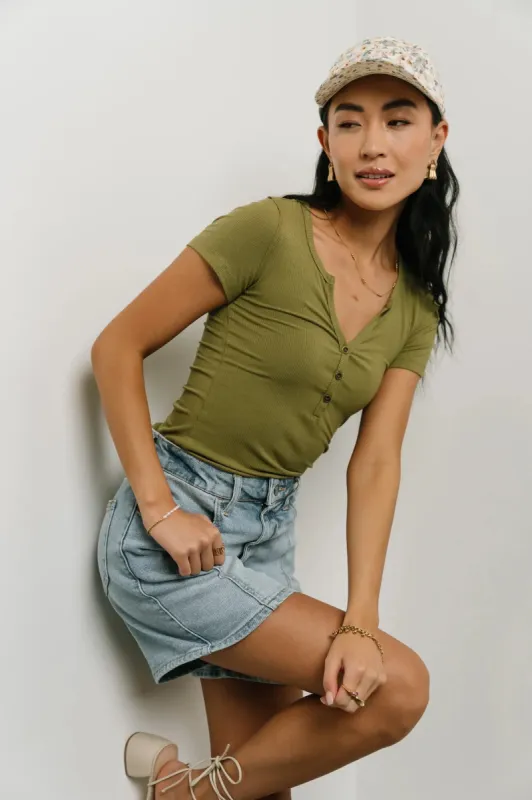 Serena Henley Top in Moss - FINAL SALE sold by bohme