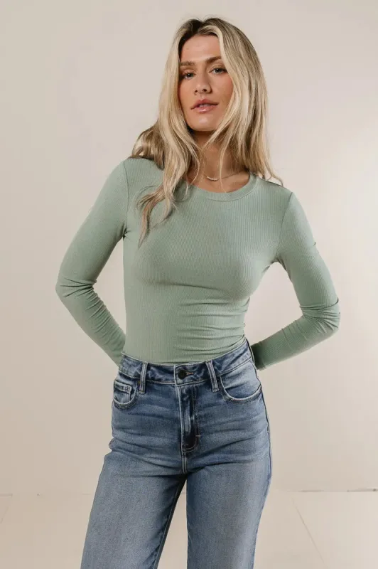 Journee Ribbed Top in Sage - FINAL SALE sold by bohme