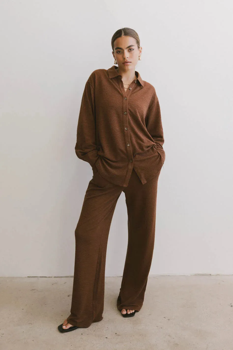 Etta Wide Leg Pants in Terracotta sold by bohme