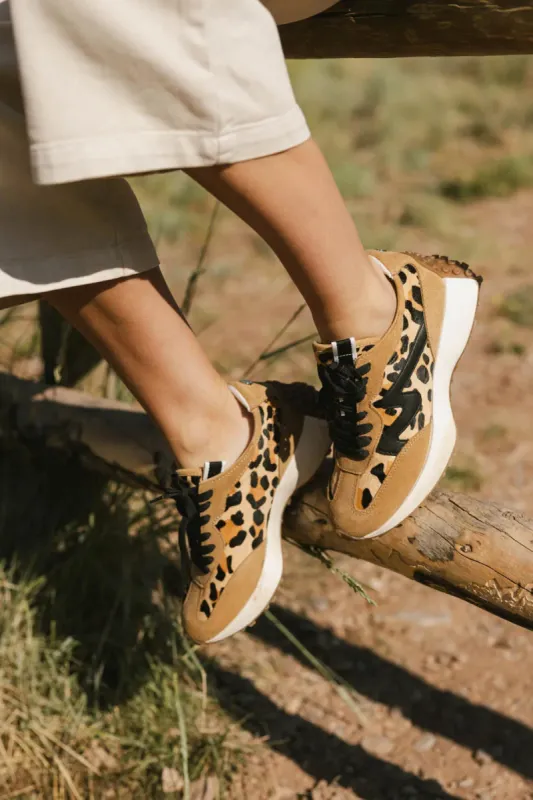Leopard Lace Up Chunky Sneakers Non Slip Sport Walking Shoes