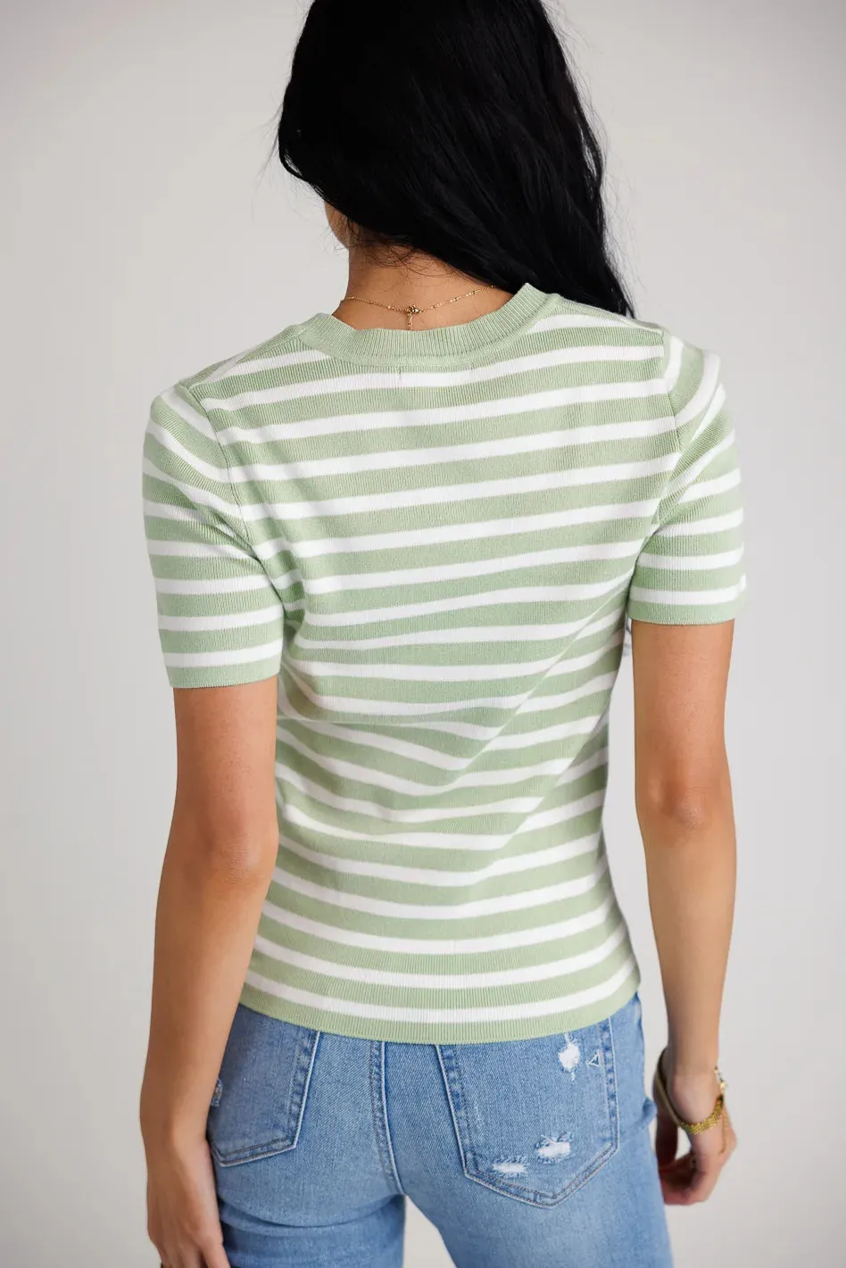 Jodie Striped Sweater Top in Sage sold by bohme product image thumbnail 4