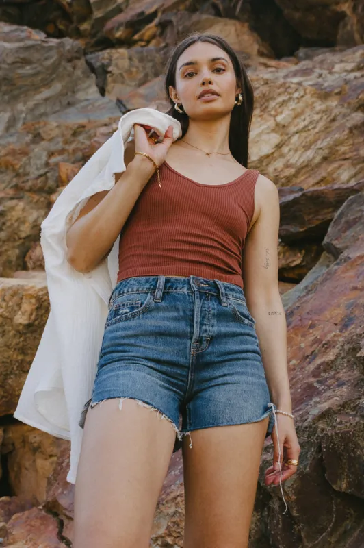 Jessica Cropped Tank in Washed Cognac - FINAL SALE sold by bohme