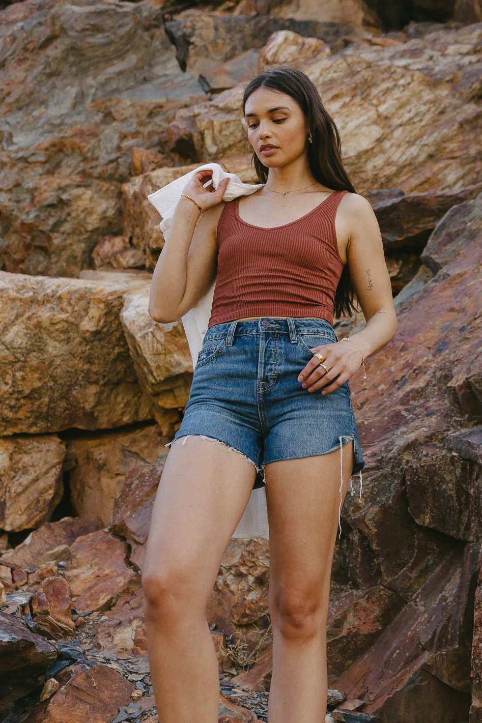 Jessica Cropped Tank in Washed Cognac - FINAL SALE sold by bohme product image thumbnail 4