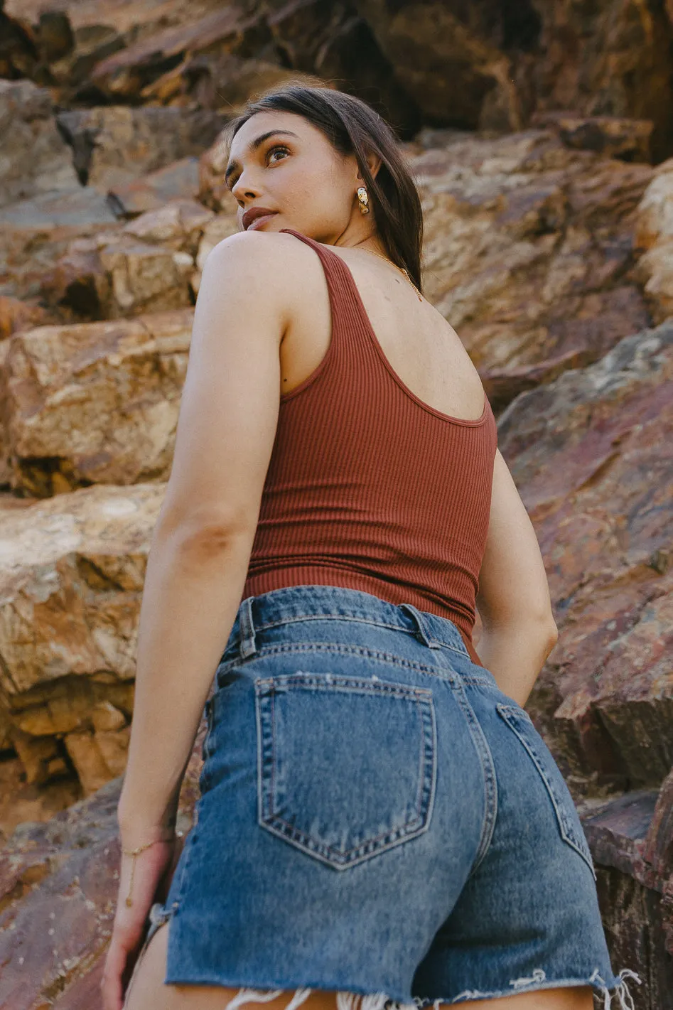 Jessica Cropped Tank in Washed Cognac - FINAL SALE sold by bohme product image thumbnail 3