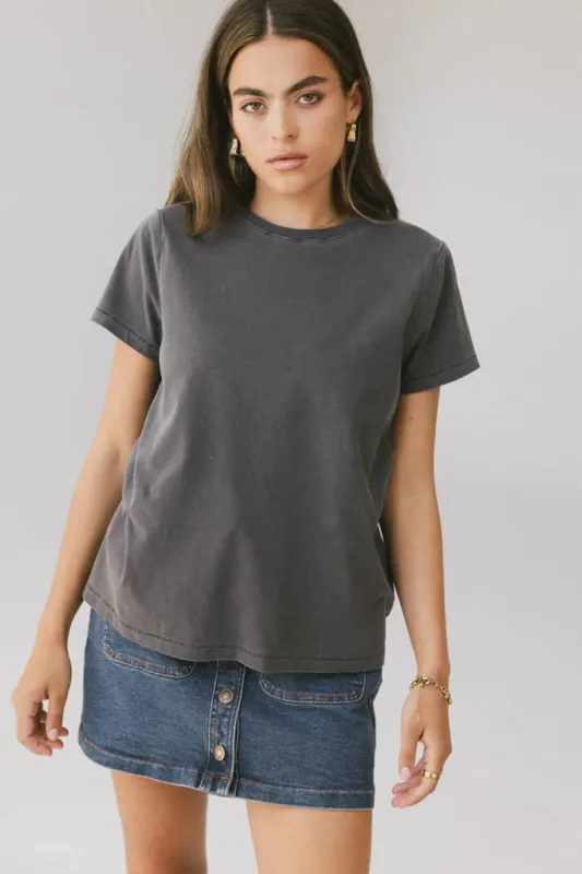 Weekend Vibe Tee in Charcoal sold by bohme
