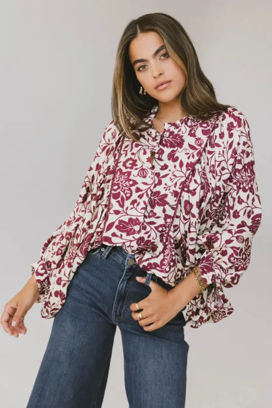 Nona Dolman Sleeve Blouse in Burgundy - FINAL SALE sold by bohme