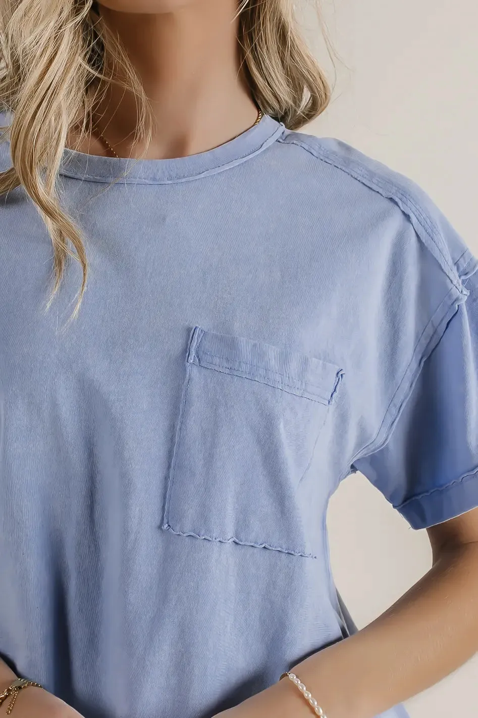 Raina Washed T-Shirt in Blue - FINAL SALE sold by bohme product image thumbnail 2