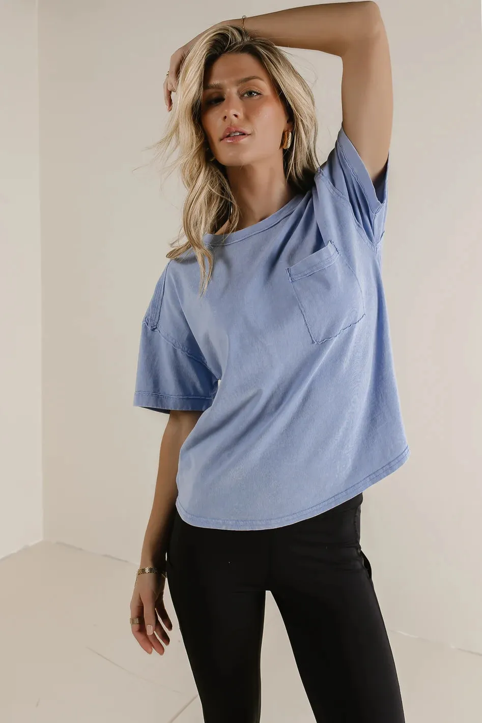 Raina Washed T-Shirt in Blue - FINAL SALE sold by bohme product image thumbnail 5