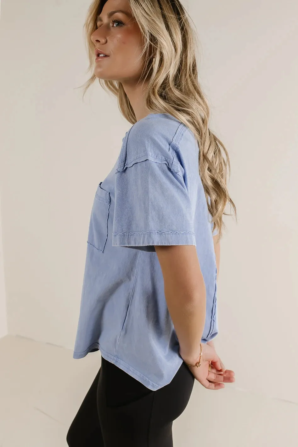 Raina Washed T-Shirt in Blue - FINAL SALE sold by bohme product image thumbnail 4