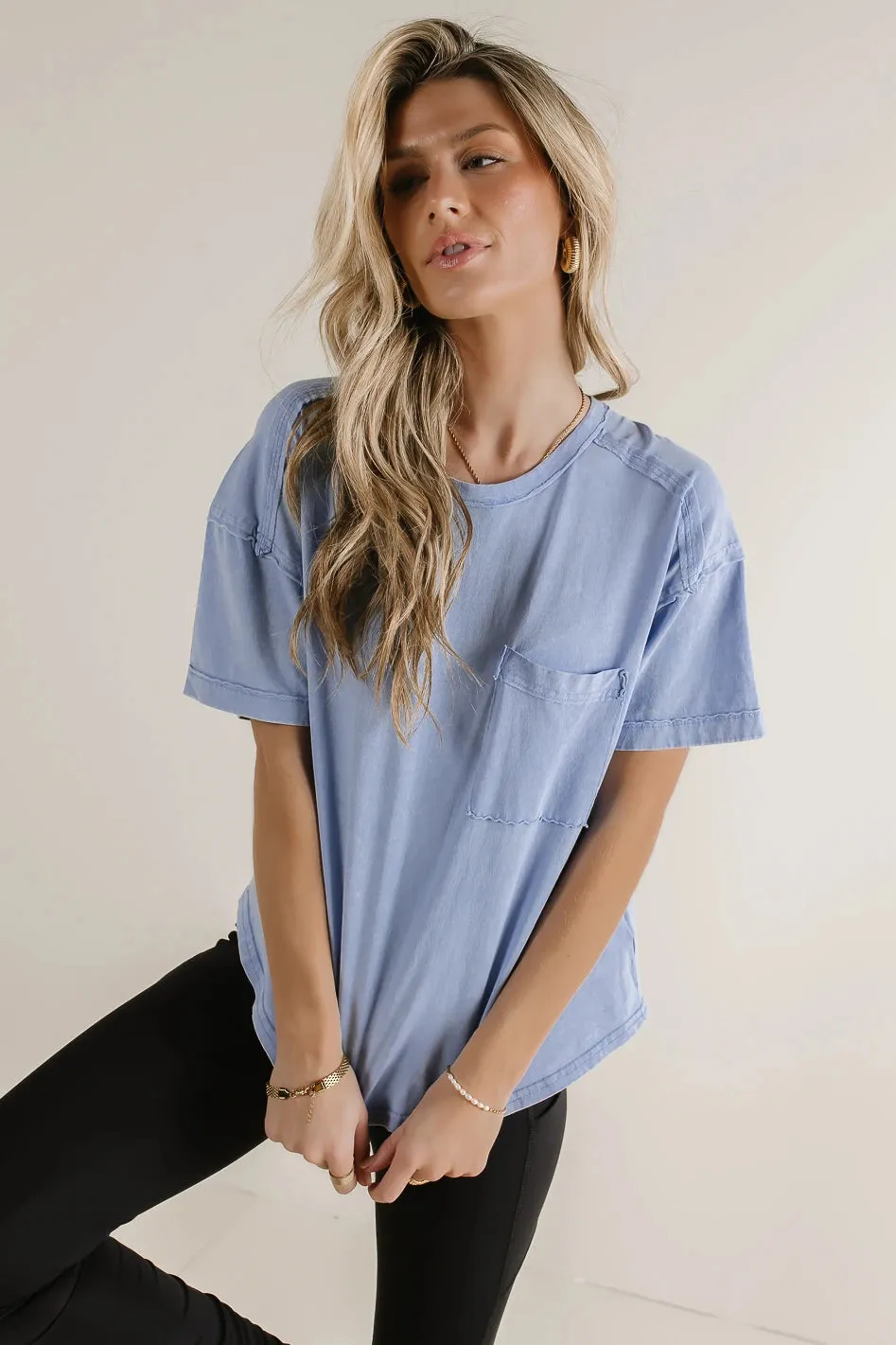 Raina Washed T-Shirt in Blue - FINAL SALE sold by bohme