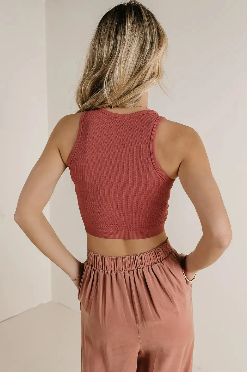 Ines Waffle Knit Tank in Pink - FINAL SALE sold by bohme product image thumbnail 4