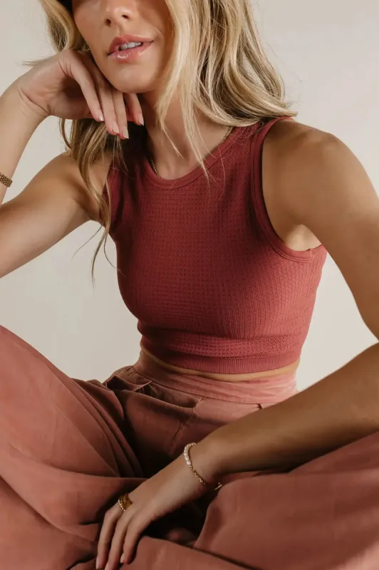 Ines Waffle Knit Tank in Pink - FINAL SALE sold by bohme