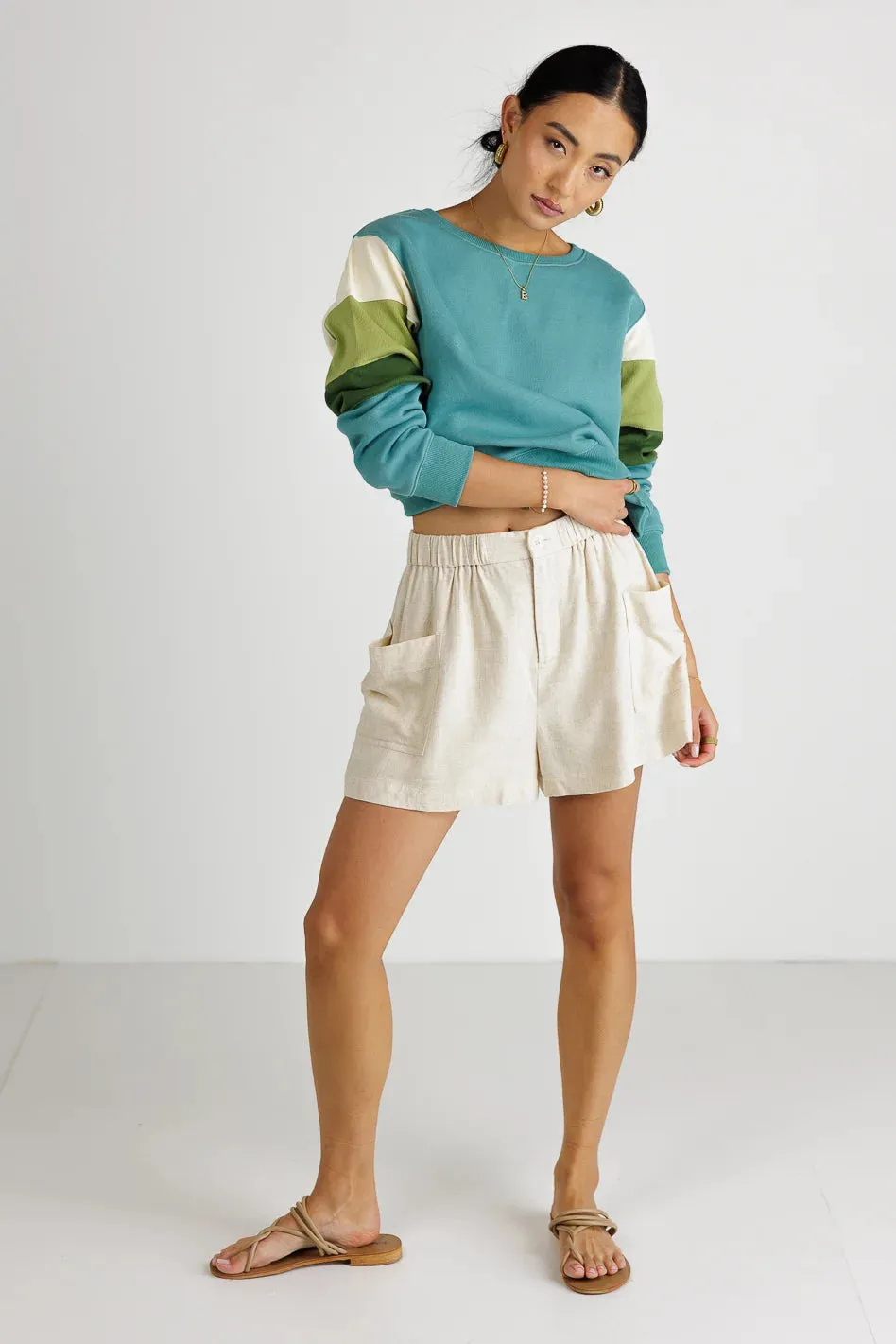 Ronnie Colorblock Sweatshirt in Teal sold by bohme product image thumbnail 5