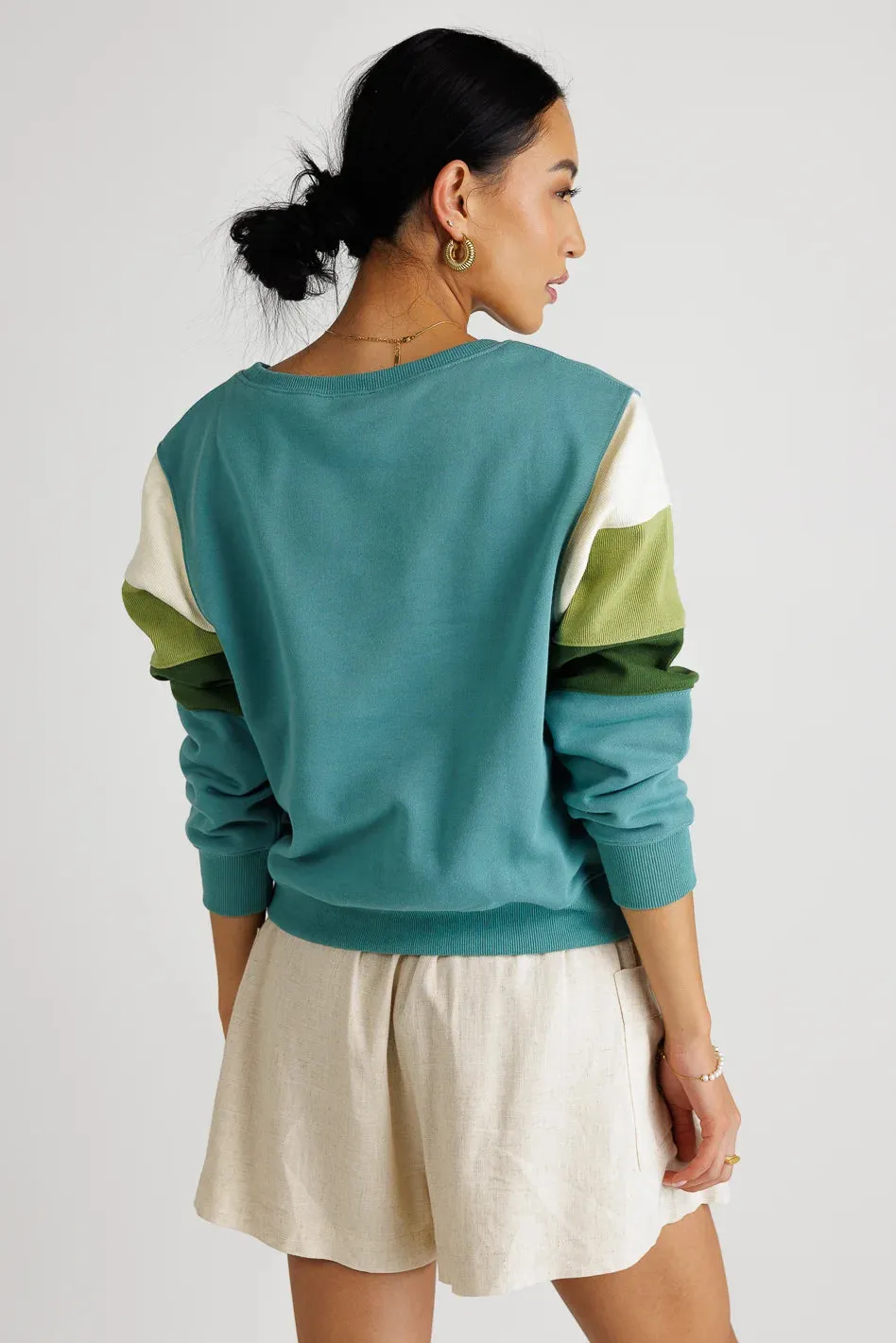 Ronnie Colorblock Sweatshirt in Teal sold by bohme product image thumbnail 4