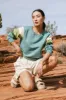 Ronnie Colorblock Sweatshirt in Teal sold by bohme