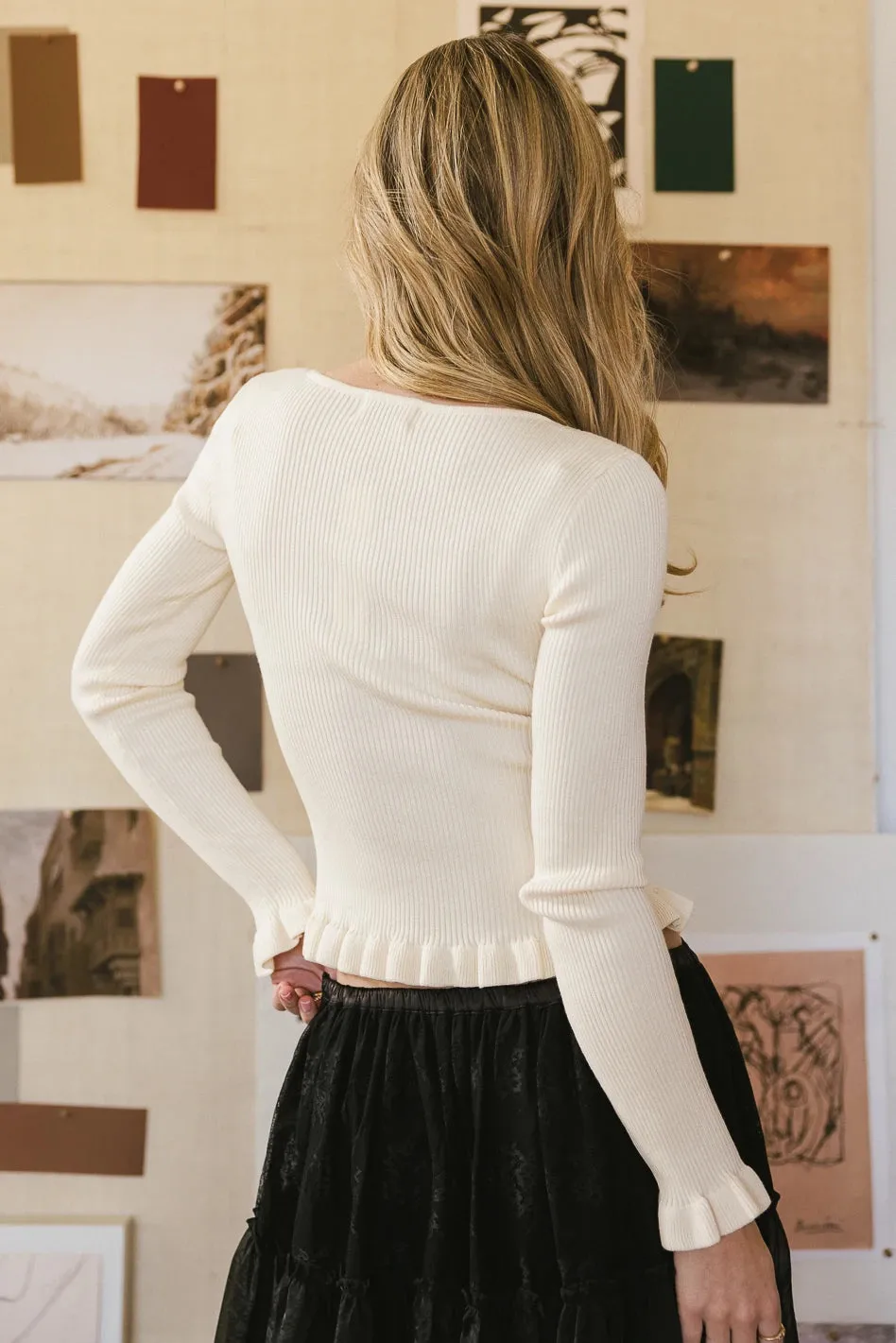 Rachel Ribbed Top in Cream - FINAL SALE sold by bohme product image thumbnail 3