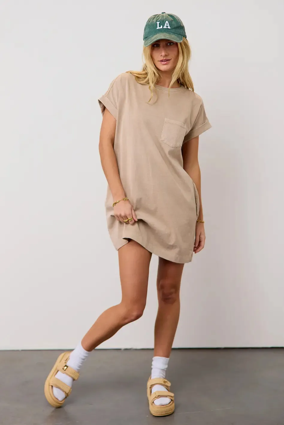 Grace T-Shirt Dress in Tan - FINAL SALE sold by bohme