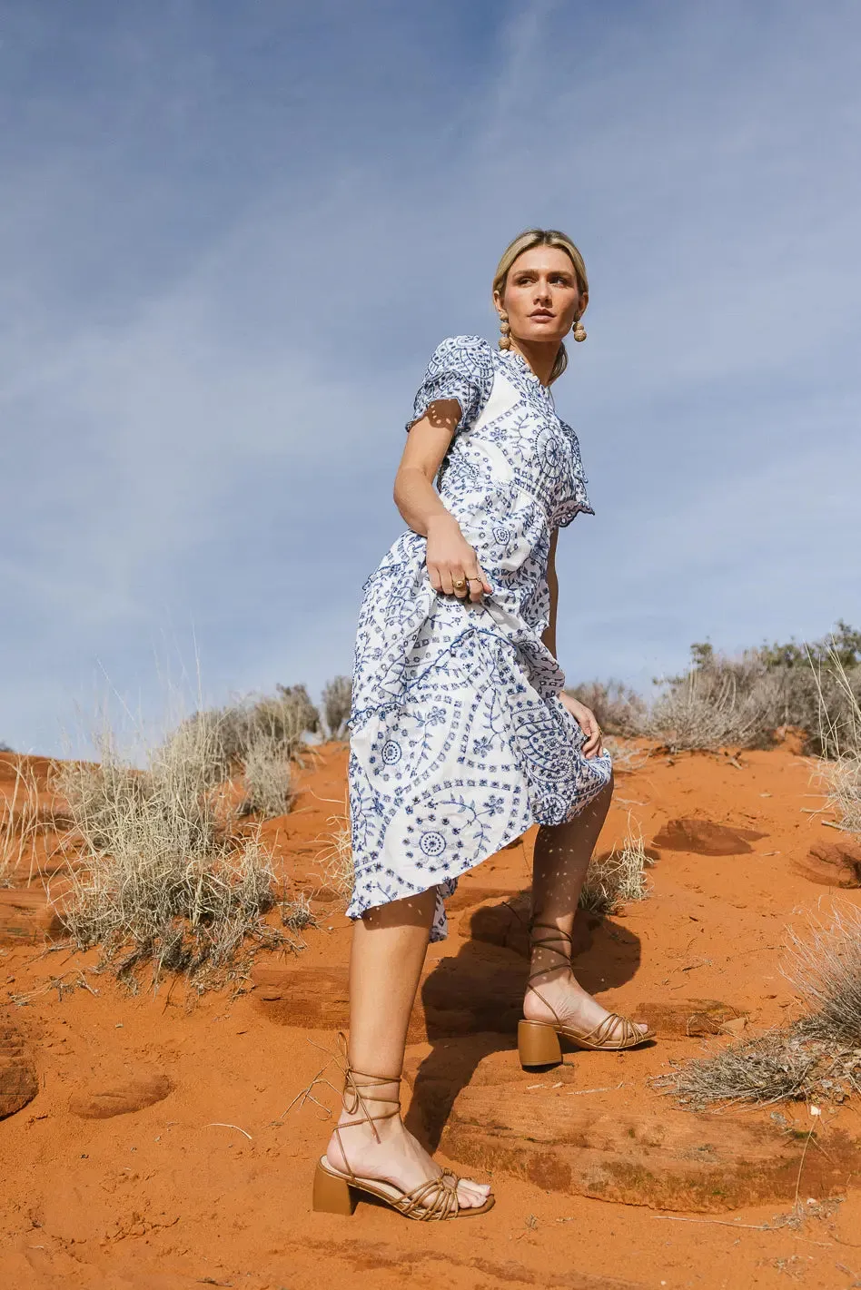 Alena Eyelet Lace Dress in Blue - FINAL SALE sold by bohme product image thumbnail 5