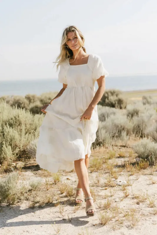 Fool For You Midi Dress in Cream - FINAL SALE sold by bohme