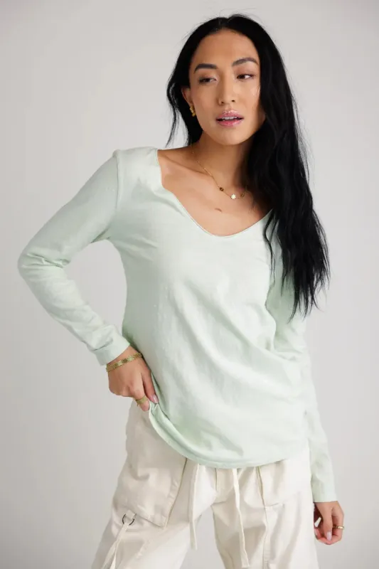 Long Sleeve V-Neck T-Shirt in Mint - FINAL SALE sold by bohme