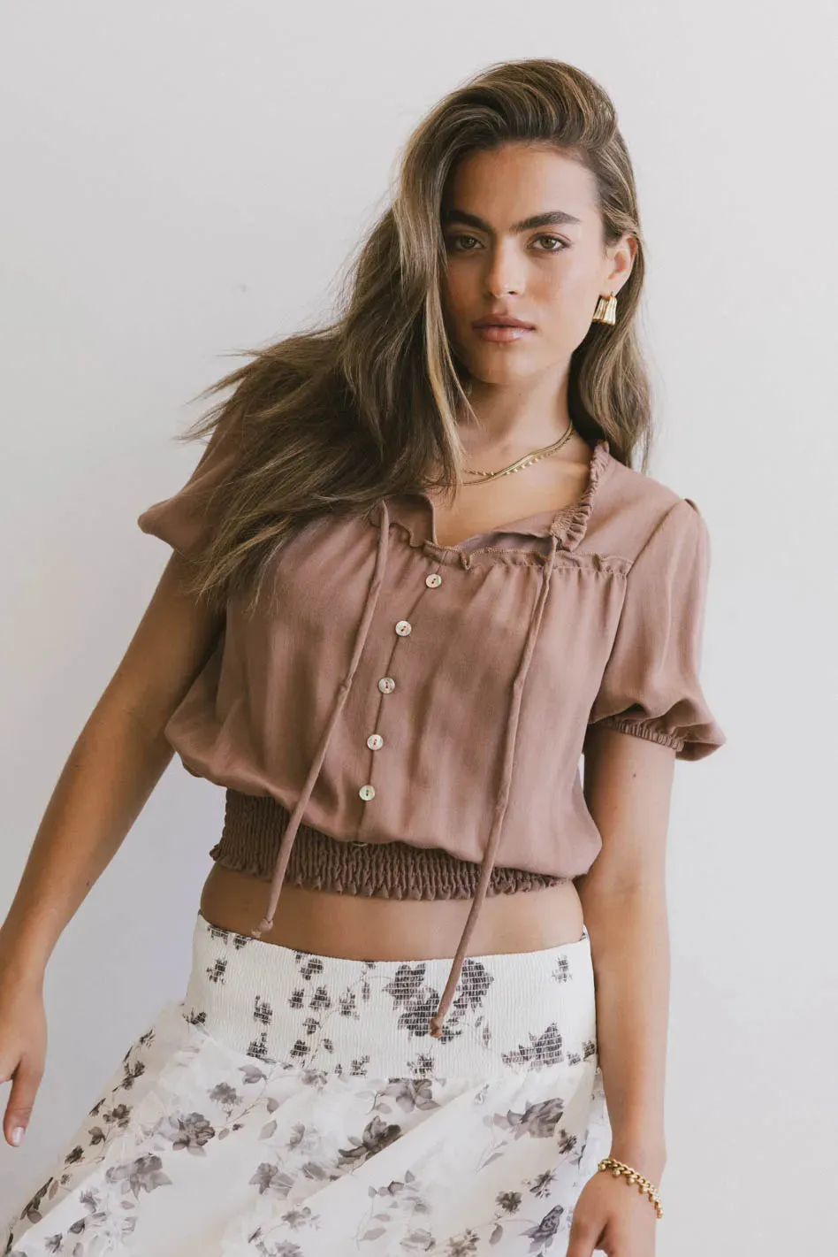 Pax Smocked Blouse in Rust - FINAL SALE sold by bohme