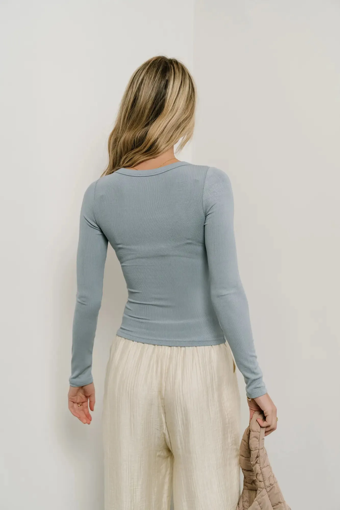 Audrey Ribbed Top in Blue - FINAL SALE sold by bohme product image thumbnail 4