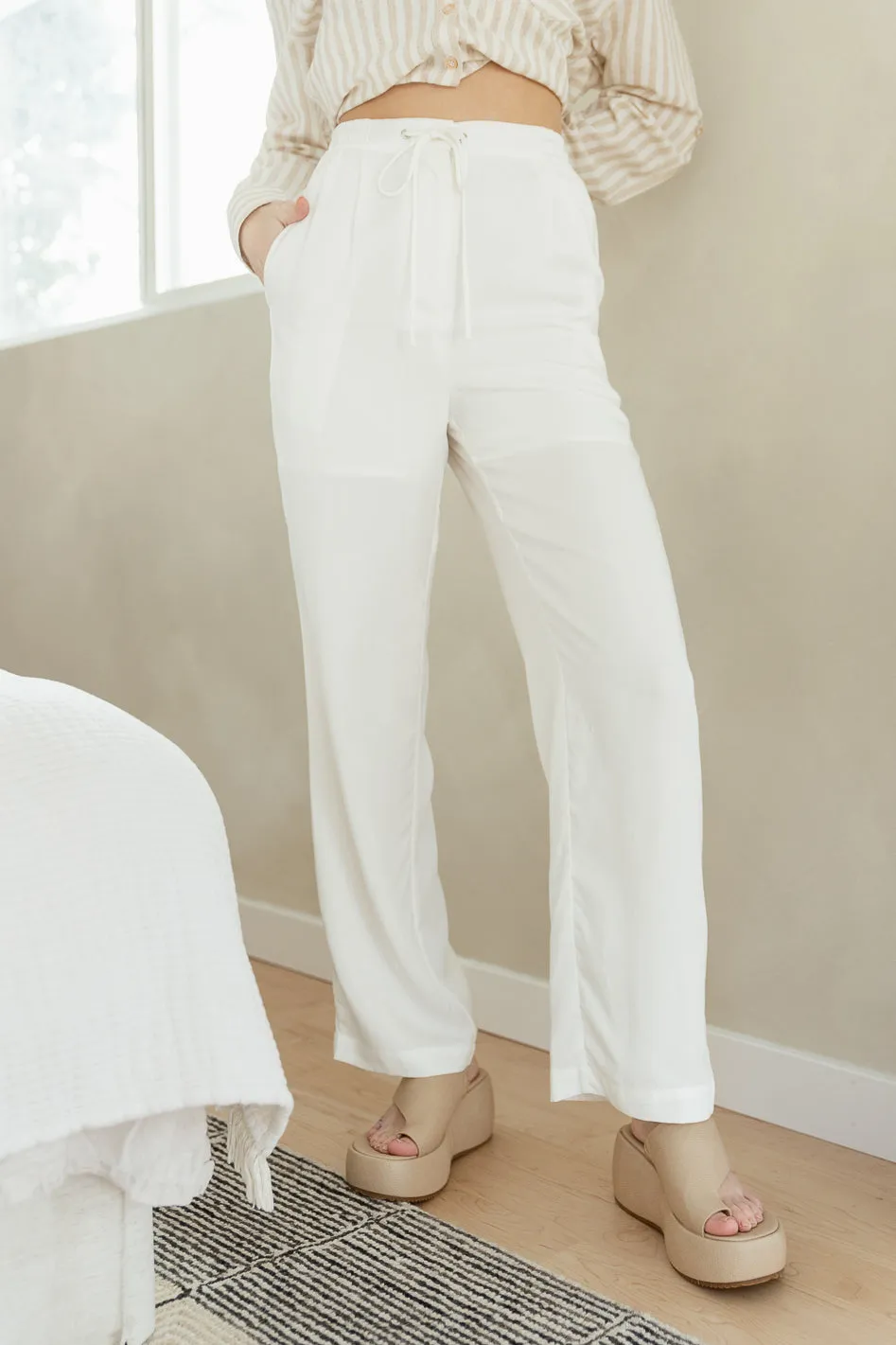 Freya Tencel Pants in White - FINAL SALE sold by bohme