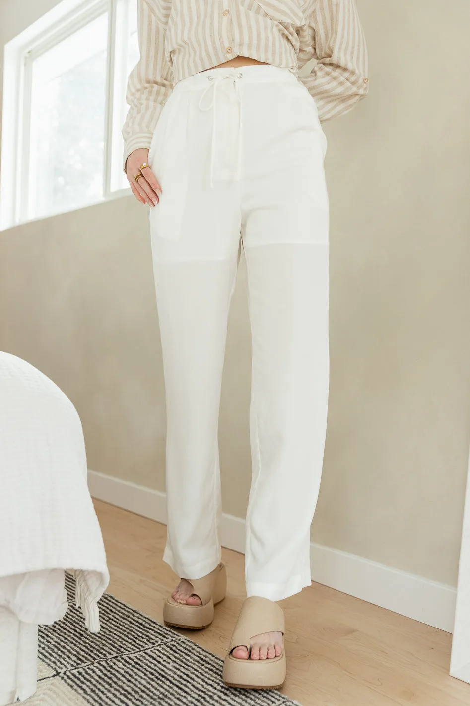 Freya Tencel Pants in White - FINAL SALE sold by bohme product image thumbnail 3
