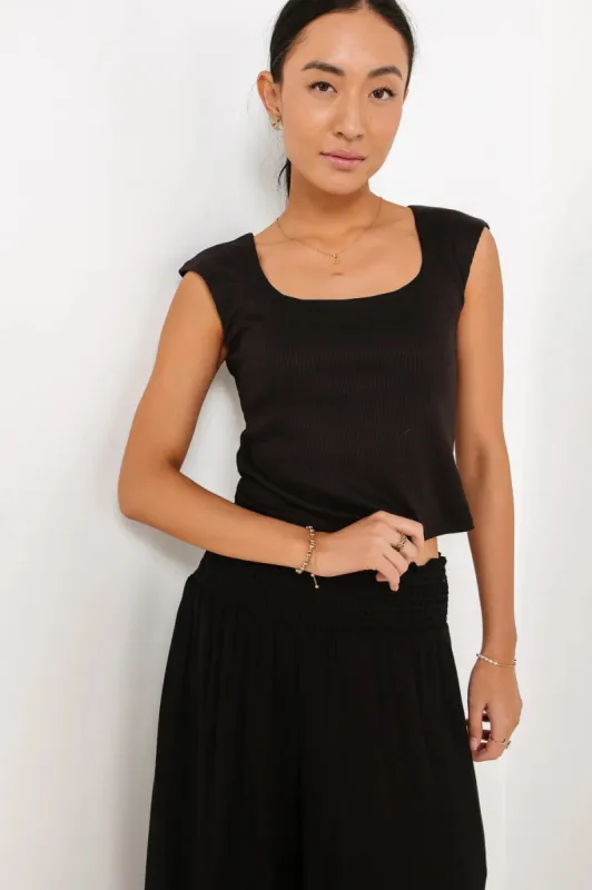 Aella Ribbed Top in Black - FINAL SALE sold by bohme