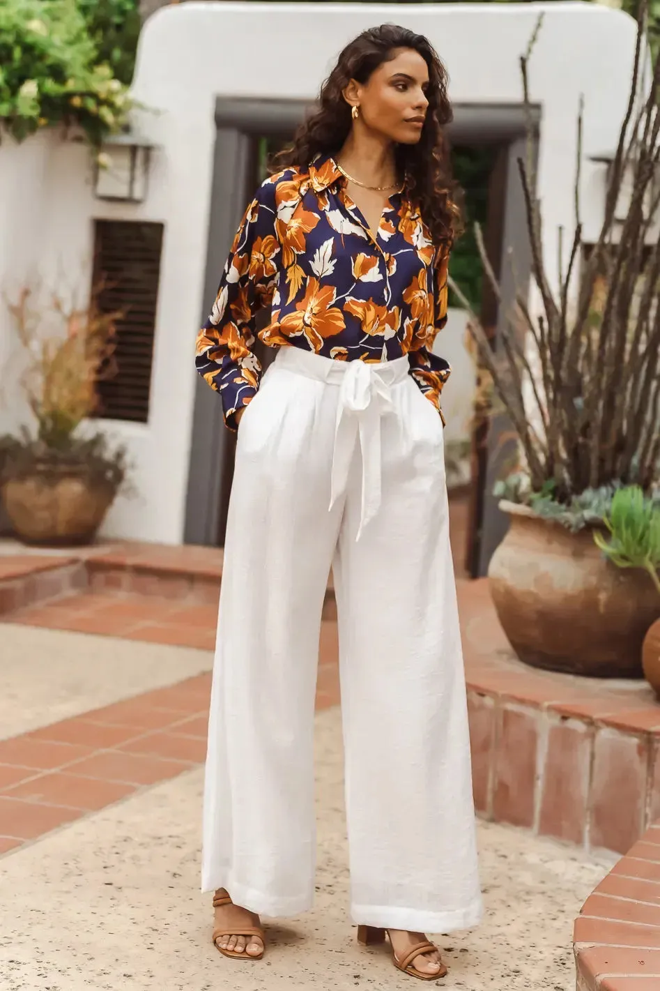 Brecken Wide Leg Pants in White - FINAL SALE sold by bohme product image thumbnail 5