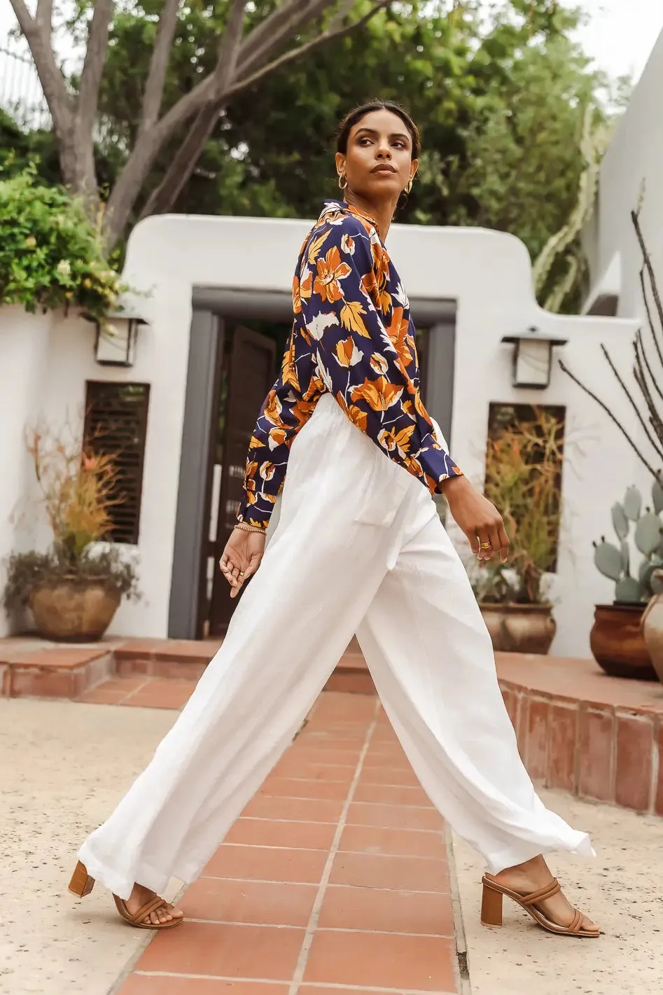 Brecken Wide Leg Pants in White - FINAL SALE sold by bohme