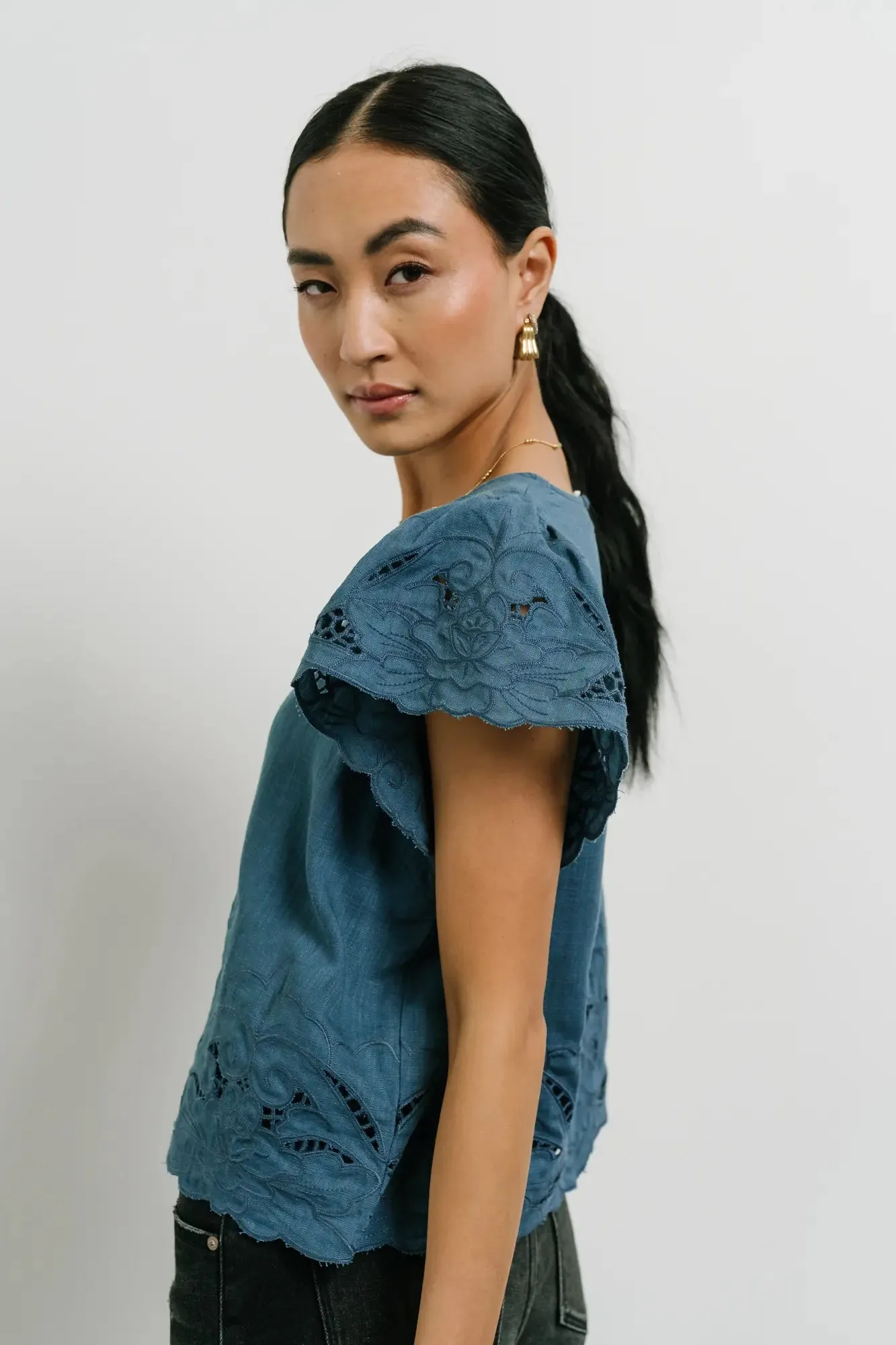Myra Embroidered Blouse in Teal - FINAL SALE sold by bohme product image thumbnail 2