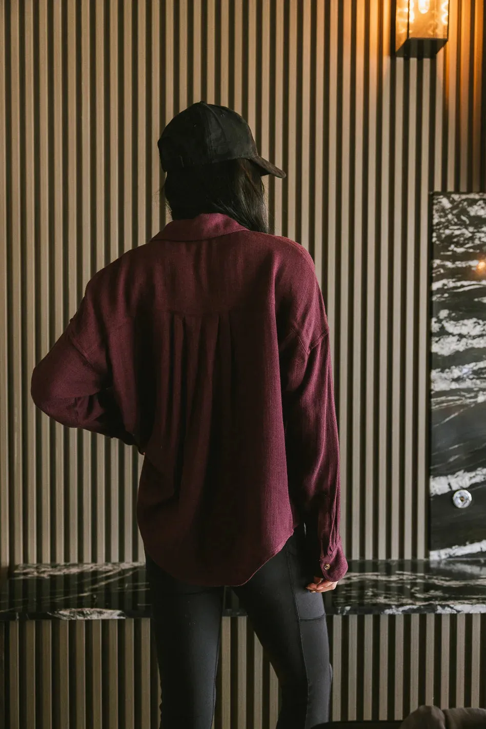 Finley Button Up in Wine - FINAL SALE sold by bohme product image thumbnail 4