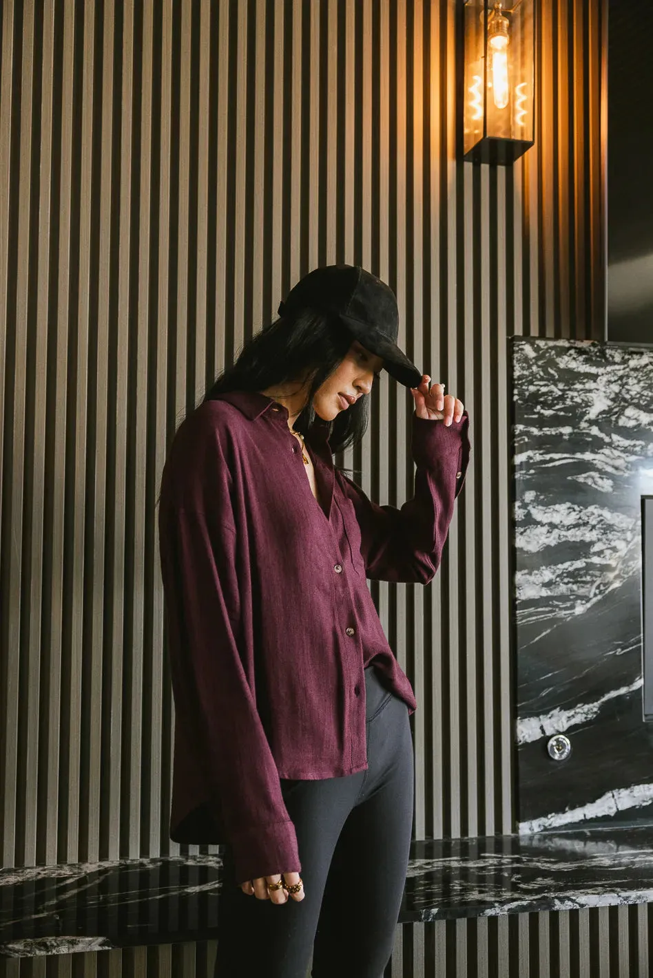 Finley Button Up in Wine - FINAL SALE sold by bohme product image thumbnail 5