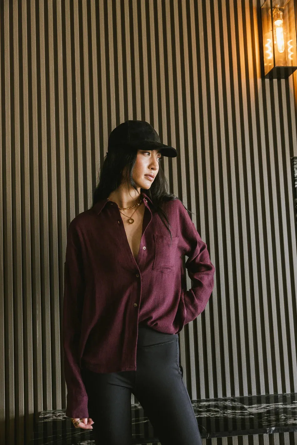 Finley Button Up in Wine - FINAL SALE sold by bohme product image thumbnail 3