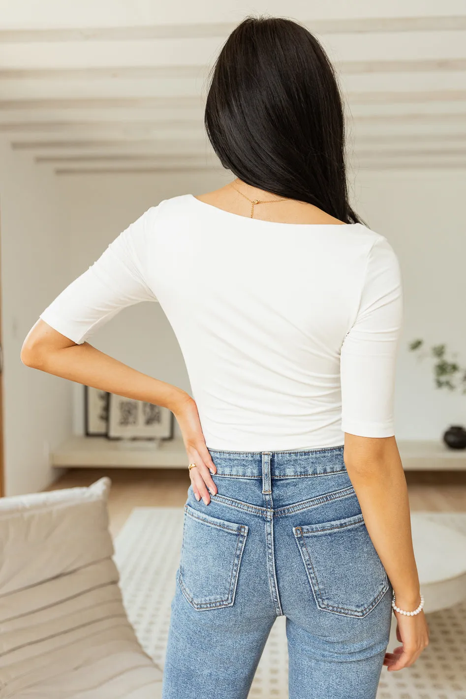 Hadlee Square Neck Bodysuit in Ivory - FINAL SALE sold by bohme product image thumbnail 2