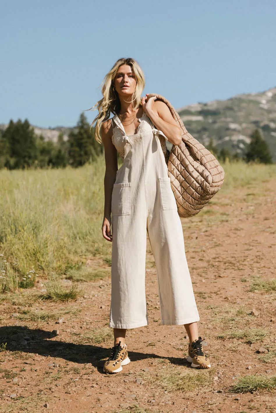 Isaura Tie Overalls in Oatmeal - FINAL SALE sold by bohme product image thumbnail 3