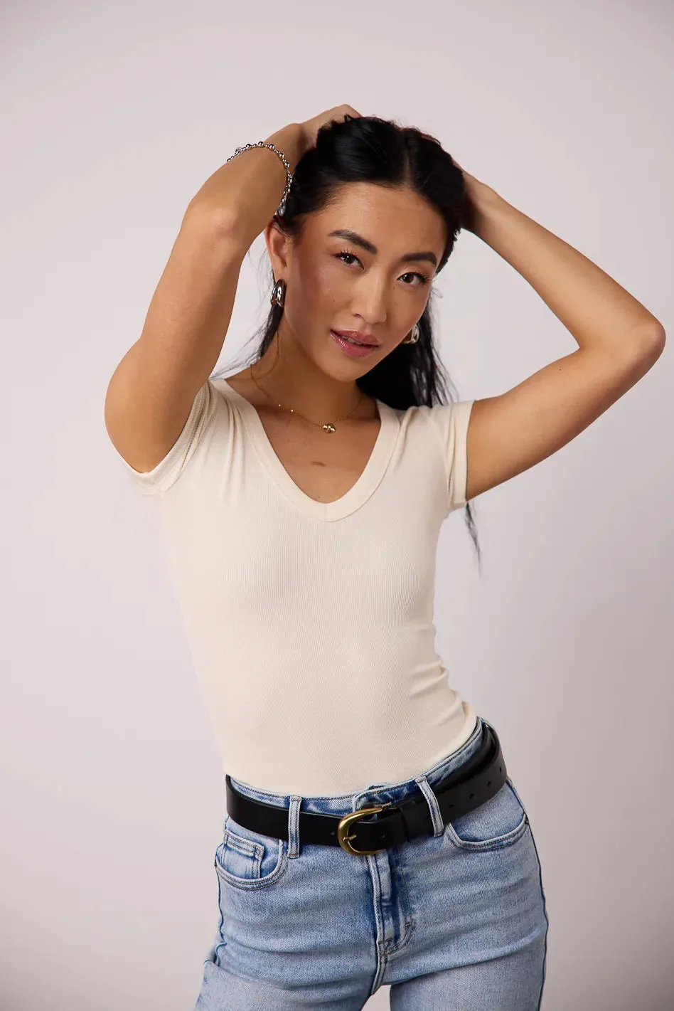 Oaklynn Ribbed Top in Ivory sold by bohme product image thumbnail 2