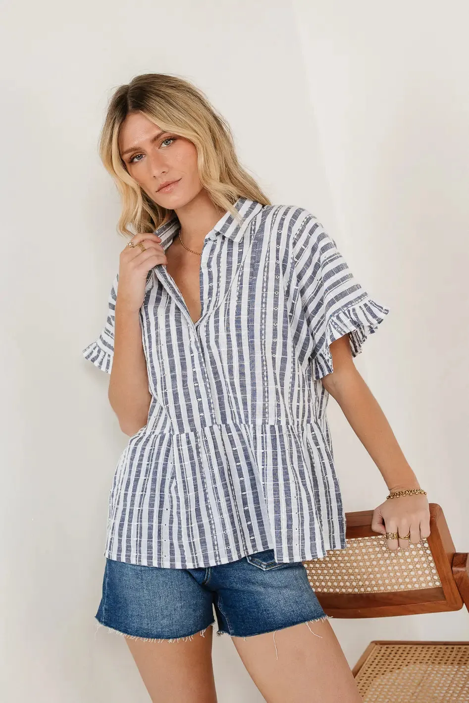 Taylin Striped Peplum Top - FINAL SALE sold by bohme product image thumbnail 2