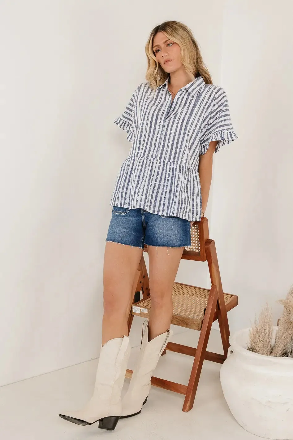 Taylin Striped Peplum Top - FINAL SALE sold by bohme product image thumbnail 4