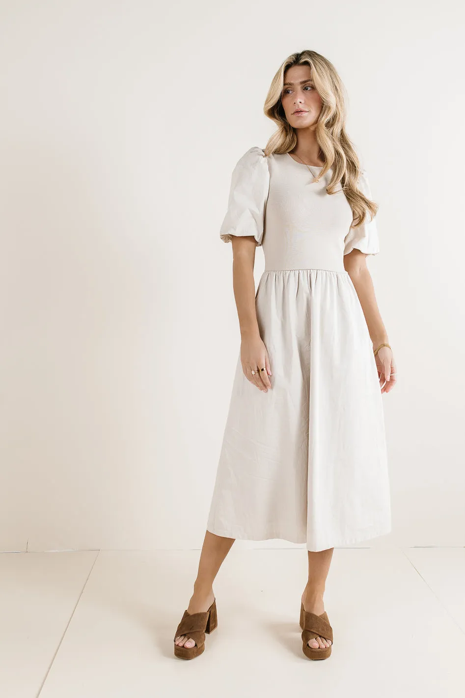 Evelynn Midi Dress in Cream - FINAL SALE sold by bohme product image thumbnail 2