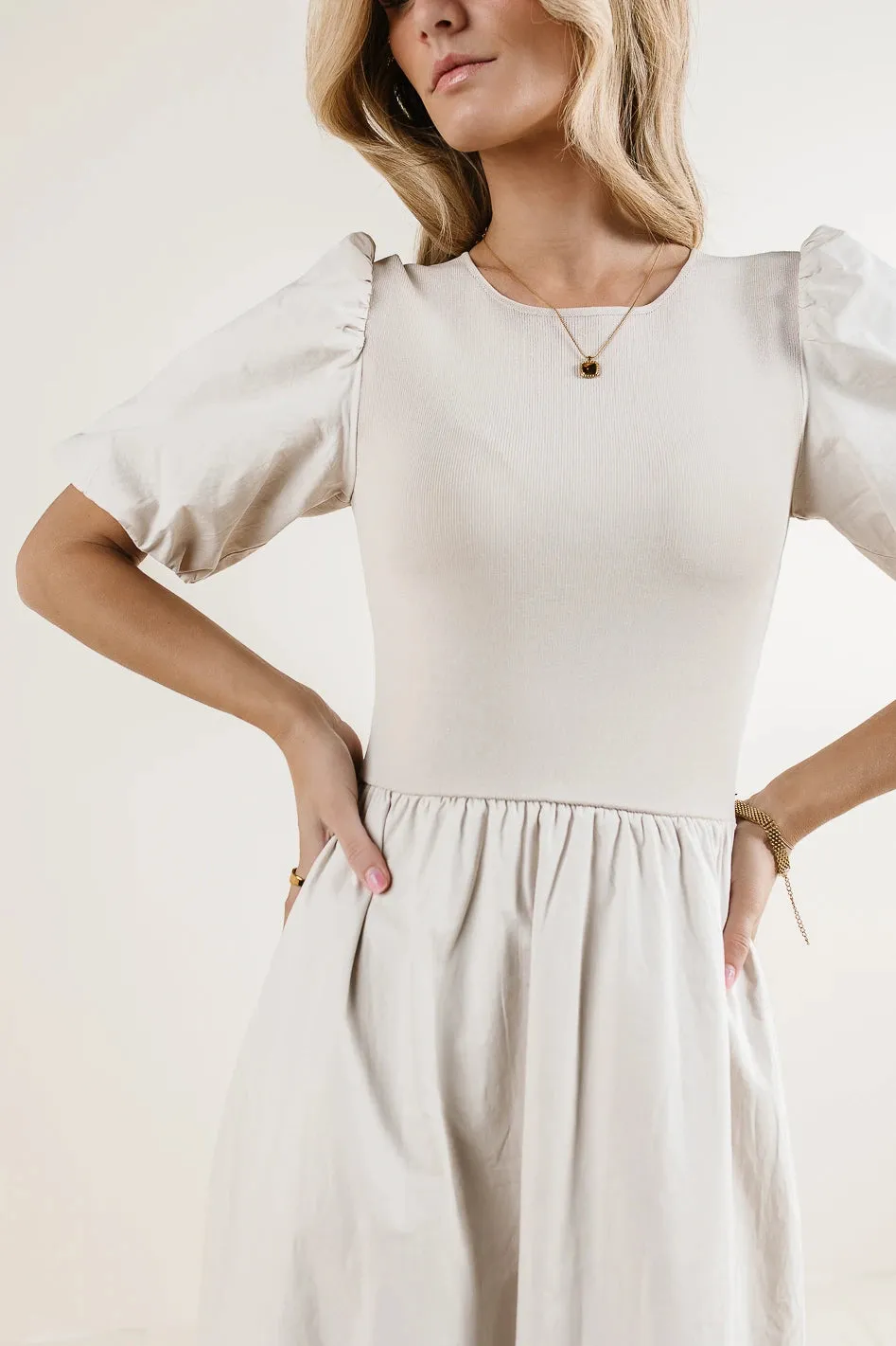 Evelynn Midi Dress in Cream - FINAL SALE sold by bohme product image thumbnail 3