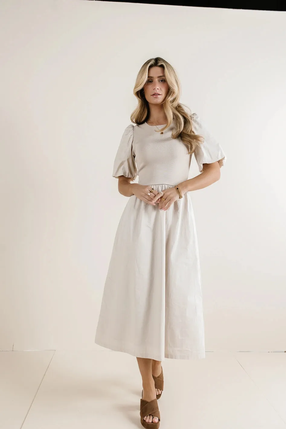 Evelynn Midi Dress in Cream - FINAL SALE sold by bohme product image thumbnail 4