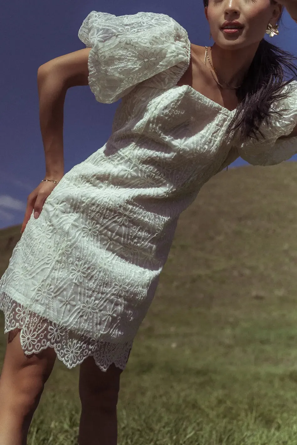 Maye Lace Mini Dress in White - FINAL SALE sold by bohme