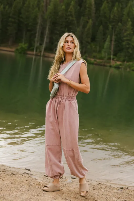 Weekend Warrior Jumpsuit in Pink sold by bohme