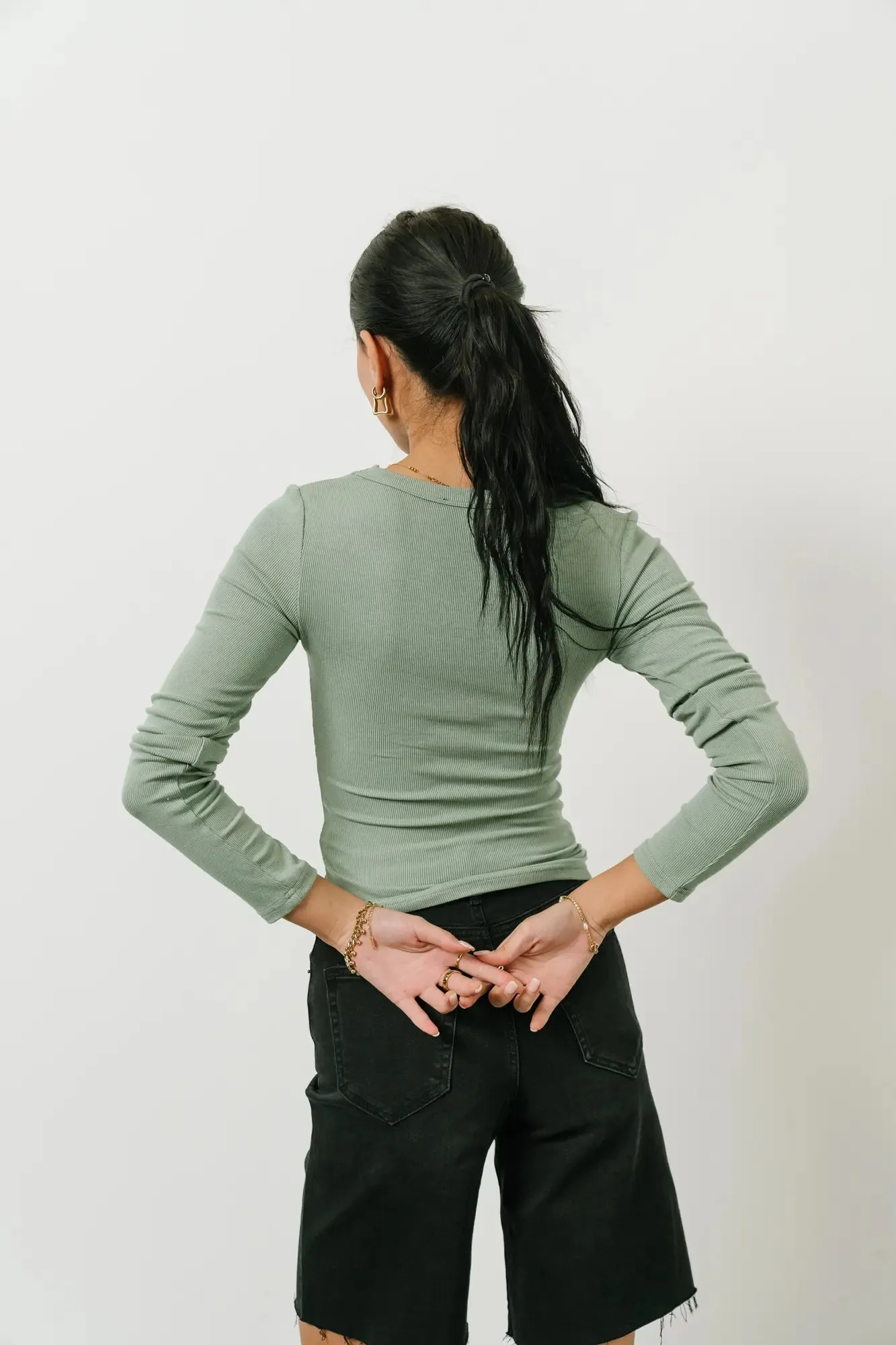 Audrey Ribbed Top in Green - FINAL SALE sold by bohme product image thumbnail 4
